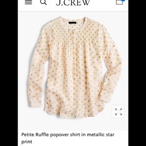 *$old* J Crew Popover Shirt Metallic Gold Stars